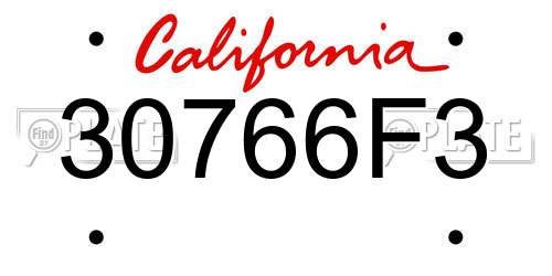 30766F3 California License Plate
