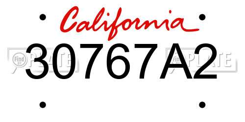 30767A2 California License Plate