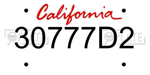 30777D2 California License Plate
