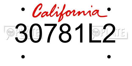 30781L2 California License Plate