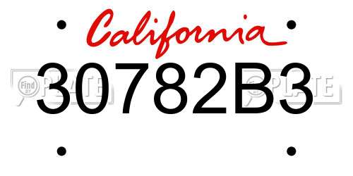 30782B3 California License Plate