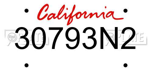 30793N2 California License Plate