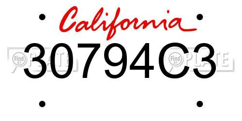 30794C3 California License Plate