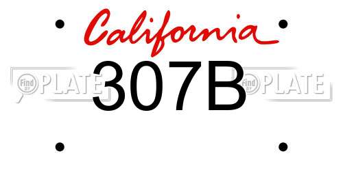 307B California License Plate