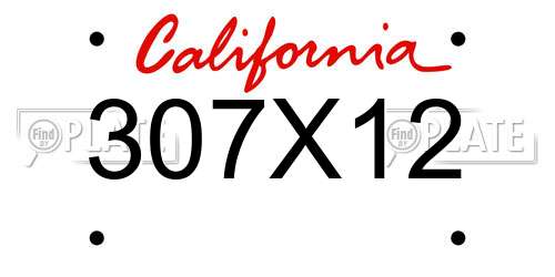 307X12 California License Plate