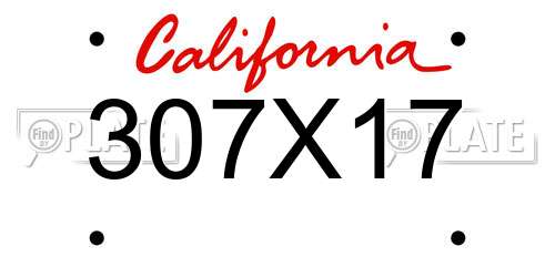 307X17 California License Plate