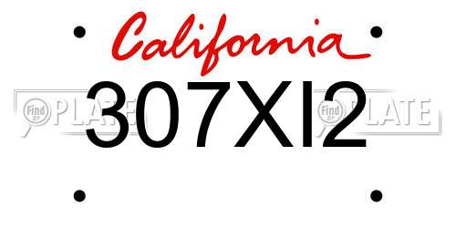 307XI2 California License Plate