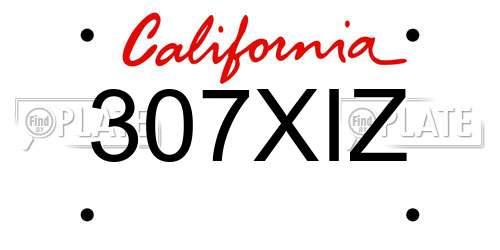 307XIZ California License Plate