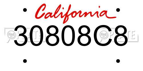 30808C8 California License Plate