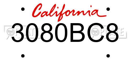 3080BC8 California License Plate