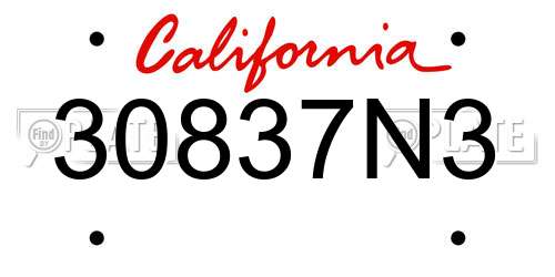 30837N3 California License Plate