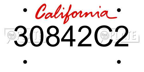 30842C2 California License Plate