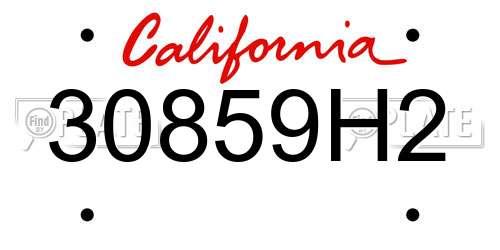 30859H2 California License Plate