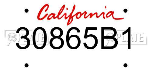 30865B1 California License Plate