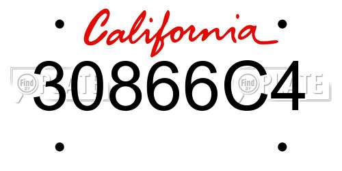 30866C4 California License Plate