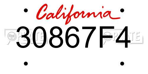 30867F4 California License Plate