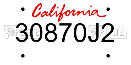 30870J2 California License Plate