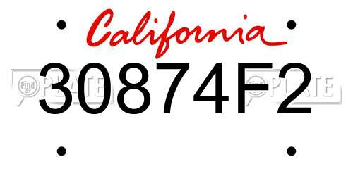 30874F2 California License Plate