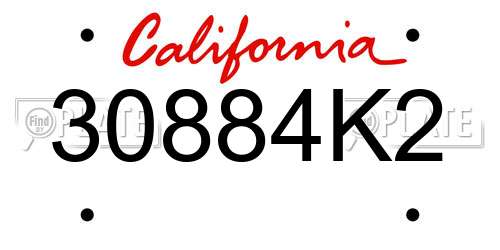 30884K2 California License Plate