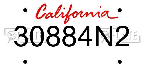 30884N2 California License Plate