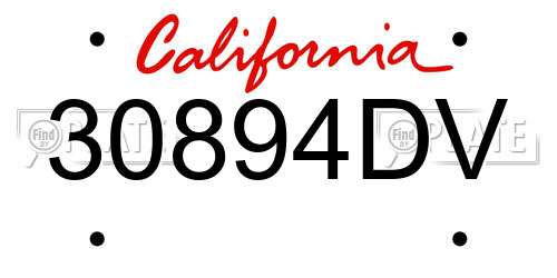 30894DV California License Plate