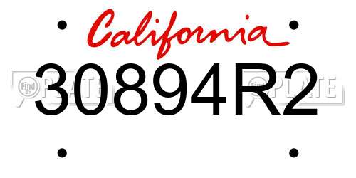 30894R2 California License Plate