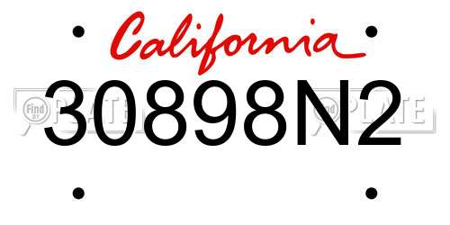 30898N2 California License Plate