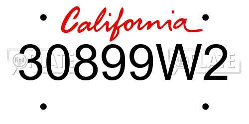 30899W2 California License Plate