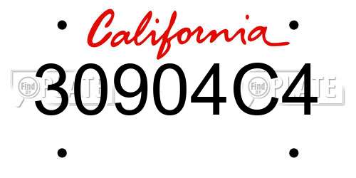 30904C4 California License Plate