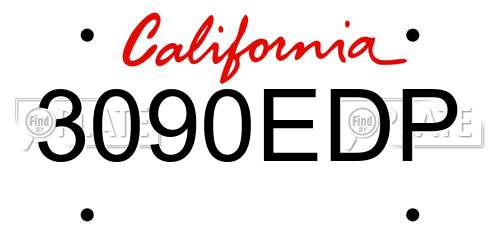 3090EDP California License Plate