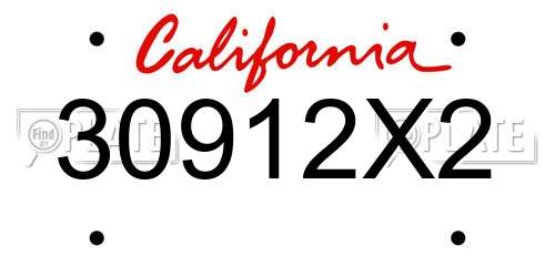 30912X2 California License Plate