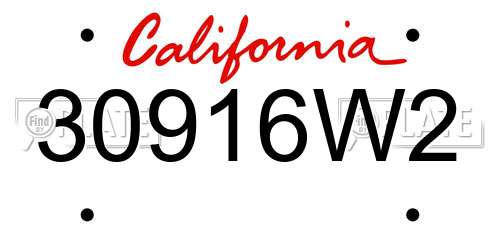 30916W2 California License Plate