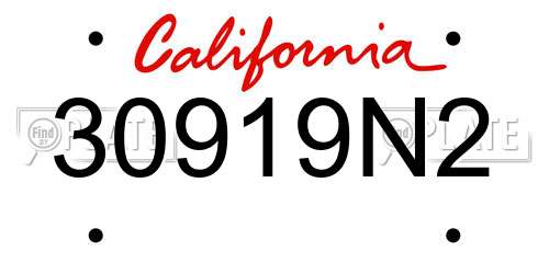 30919N2 California License Plate
