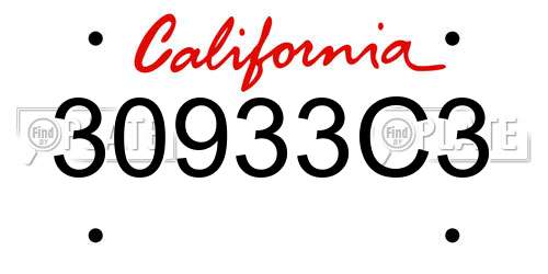 30933C3 California License Plate