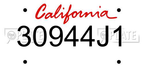 30944J1 California License Plate