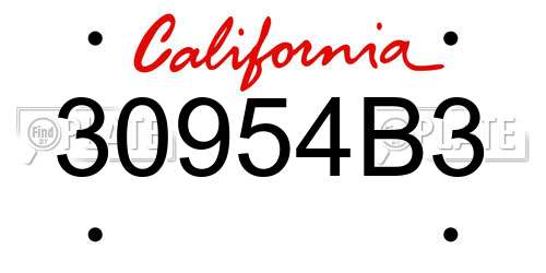 30954B3 California License Plate