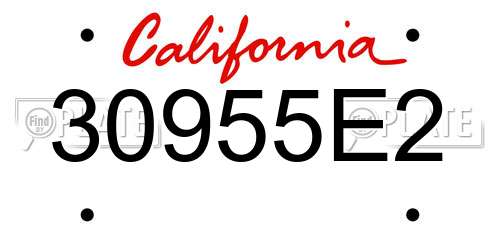 30955E2 California License Plate