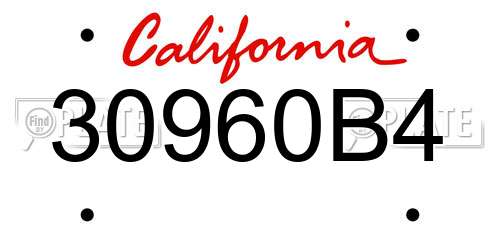 30960B4 California License Plate