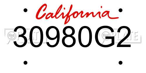 30980G2 California License Plate