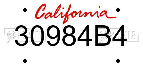 30984B4 California License Plate