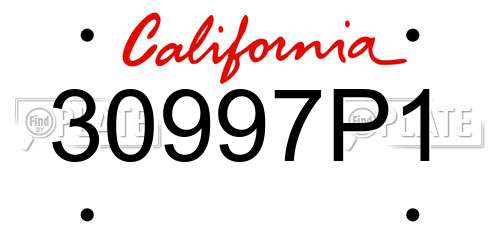 30997P1 California License Plate