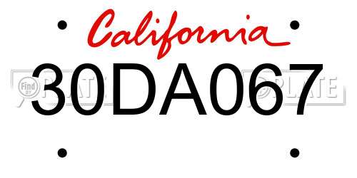 30DA067 California License Plate