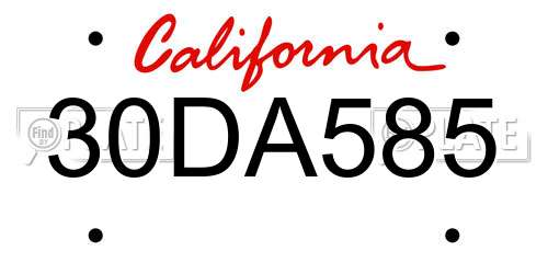 30DA585 California License Plate