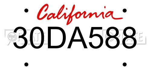 30DA588 California License Plate