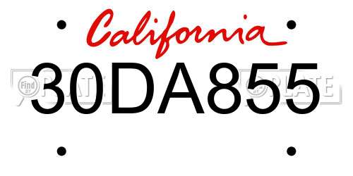 30DA855 California License Plate