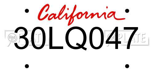 30LQ047 California License Plate