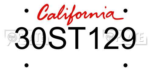 30ST129 California License Plate