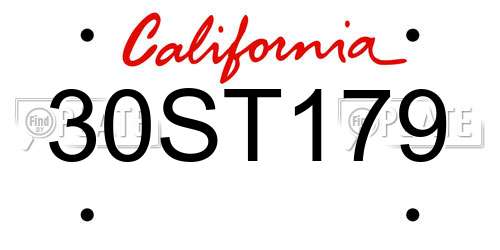 30ST179 California License Plate