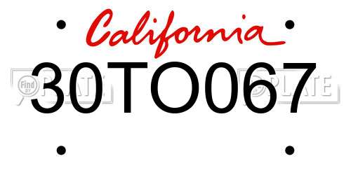 30TO067 California License Plate