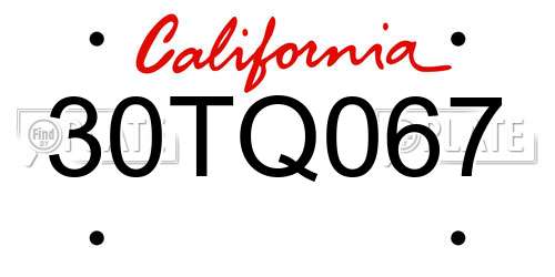 30TQ067 California License Plate